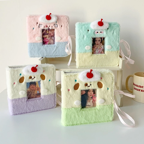 Plush Photocard Holder A7 Binder Collect Book With Metal Ring For Photo Cards Storage Korean Style Soft Fuzzy Album Gift