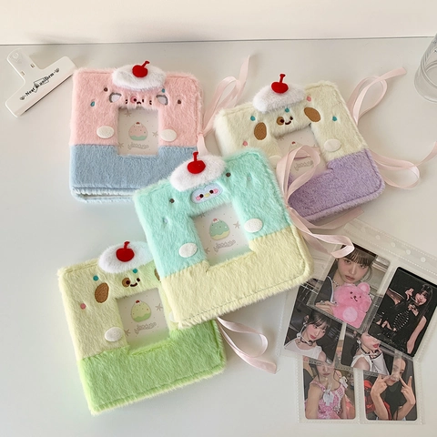 Plush Photocard Holder A7 Binder Collect Book With Metal Ring For Photo Cards Storage Korean Style Soft Fuzzy Album Gift