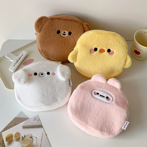 Simpatico Cartone Animato Animale Peluche Borsa Cosmetici Pochette Trucco Morbida Cerniera Portamonete Per Donne Studenti