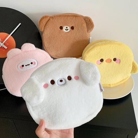 Simpatico Cartone Animato Animale Peluche Borsa Cosmetici Pochette Trucco Morbida Cerniera Portamonete Per Donne Studenti
