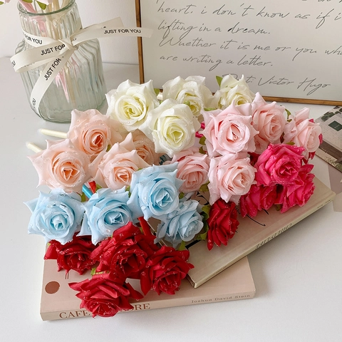 Kunstmatige Roos Bloem Balpen Lint Omwikkeld Stof Bloemblad Creatieve Briefpapier Bureau Decoratie Valentijnsdag Cadeau