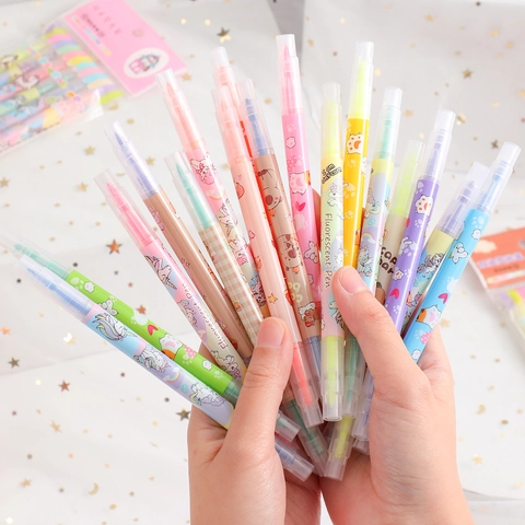 Markeerstiften Met Meerdere Punten Plastic Cartoon Eenhoorn Beer Fluorescerende Markers Voor Student Tekenen Schrijven