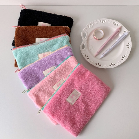 Bolsa De Maquillaje De Felpa Suave Neceser De Piel Sintética Organizador De Artículos De Tocador Portátil Estuche Con Cremallera