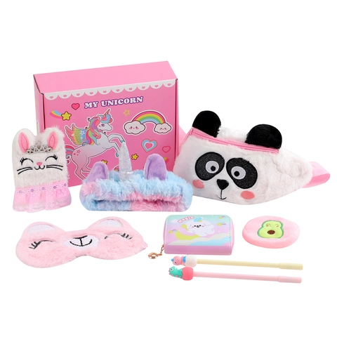 Süß Cartoon Einhorn Katze Thema Kinder Schreibwaren Schreibwaren-Set Plüsch Notizbuch Federtasche Schule Geburtstag Party Geschenkbox Für Kinder