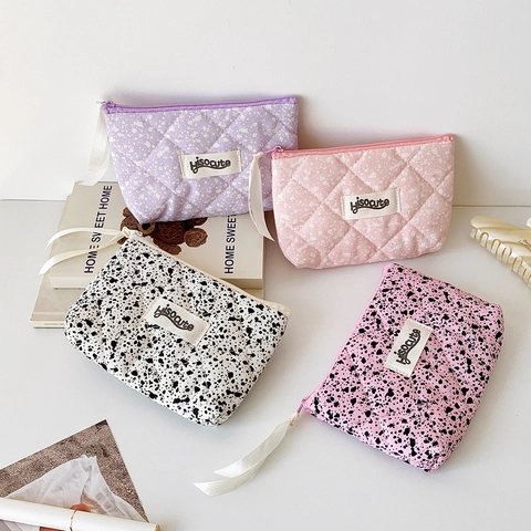 Neceser Acolchado Portátil Estampado De Tinta Bolsa De Almacenamiento De Poliéster Para Lápiz Labial Auriculares Monedero Estilo Ins