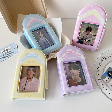 Korean Style Photocard Holder PVC Bow Snowflake Design Idol Photo Storage Album Desktop Display For Students