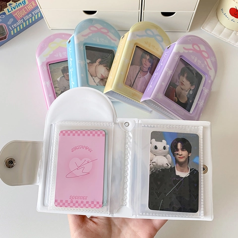 Estilo Coreano Color Caramelo Carpeta Para Tarjetas Fotográficas De PVC Mini Álbum De Fotos Diseño De Copo De Nieve Con Botón De Presión