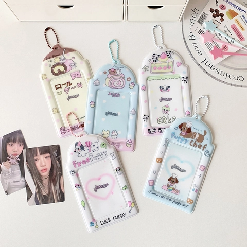 Porta Fotocard Cartoon Kawaii In PVC Trasparente Traforato Con Catenella Per Foto Idol Ragazza Dolce