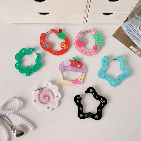 Lindo Llavero De Acrílico Mosquetón Estrella Fresa Forma De Fruta Amuleto De Bolso Accesorios Para Niñas Estudiantes