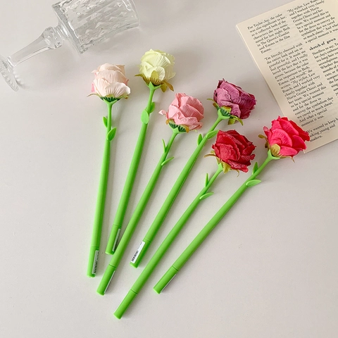 Penne Gel Fiore Rosa Plastica Tessuto Decorativo Scrittura Novità Regalo Per Insegnanti Ragazze Ufficio Scuola Cancelleria