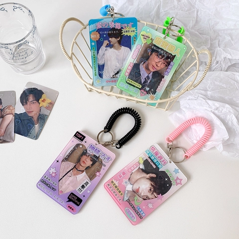 Porta Fotocard In Acrilico Con Corda A Molla Elastica Custodia Per Carta D'Identità Cava A Cuore Stile Kawaii Y2K