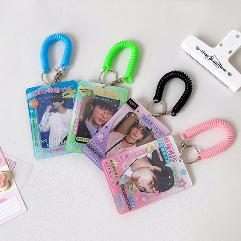 Porta Fotocard In Acrilico Con Corda A Molla Elastica Custodia Per Carta D'Identità Cava A Cuore Stile Kawaii Y2K