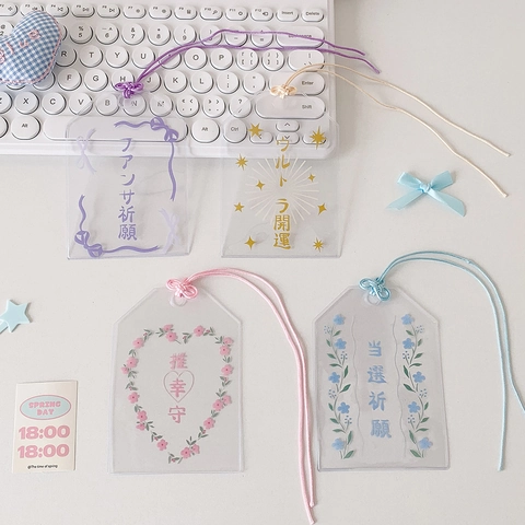 Japanischer Stil Omamori Transparentes PVC Kartenschutzhülle Fotohülle Mit Gewebtem Schlüsselband Dekorativer Anhänger