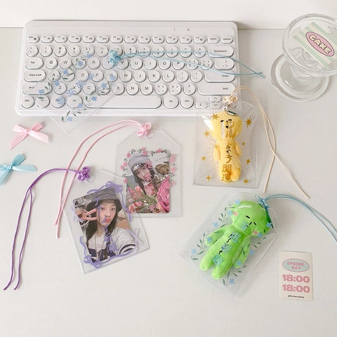 Japanischer Stil Omamori Transparentes PVC Kartenschutzhülle Fotohülle Mit Gewebtem Schlüsselband Dekorativer Anhänger