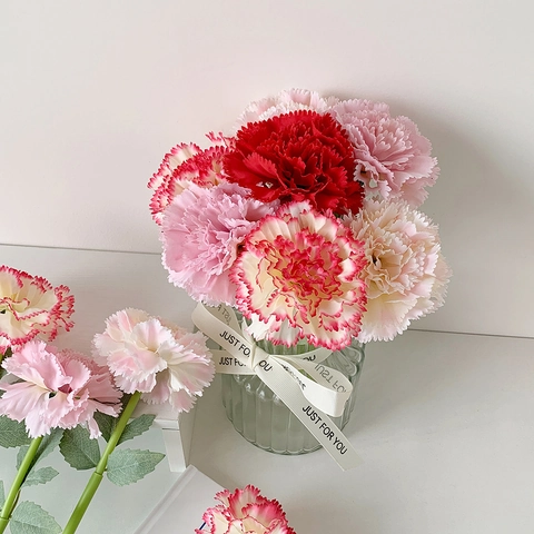 Penna A Sfera Fiore Di Garofano Raso Artificiale Floreale Decorativa Cancelleria Strumento Scrittura Regalo Festa Della Mamma