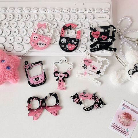 Ciondolo Borsa Acrilico Portachiavi Moschettone Spilla Pin Sweet Cool Y2K Cuore Stella Fiocco Design Decorazione Zaino Accessori