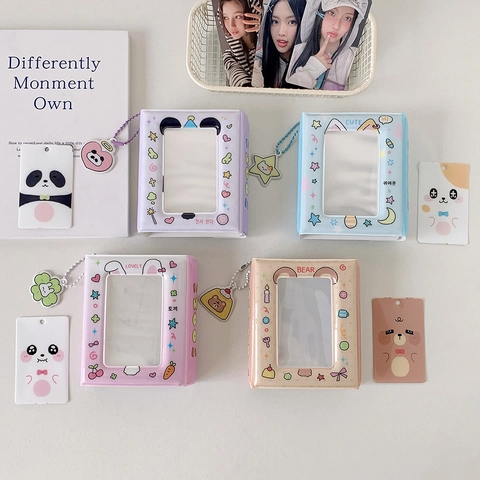 Kawaii Κινουμένων Σχεδίων Ζώων PVC Μίνι Ντοσιέ Φωτοκαρτών Μικρό Φωτογραφικό Λεύκωμα για Κάρτες Ειδώλων Βιβλίο Συλλογής Με Μρελόκ Μενταγιόν