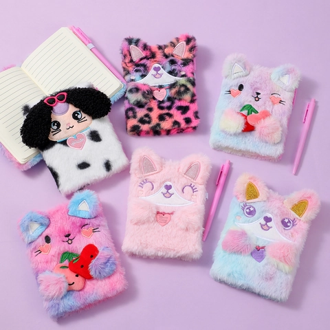 Quaderno Di Peluche Animali Cartoni Animati E Penna Gatto Cane Ricamo Diario Quaderno A Righe Cancelleria Regalo Per Bambini Scuola