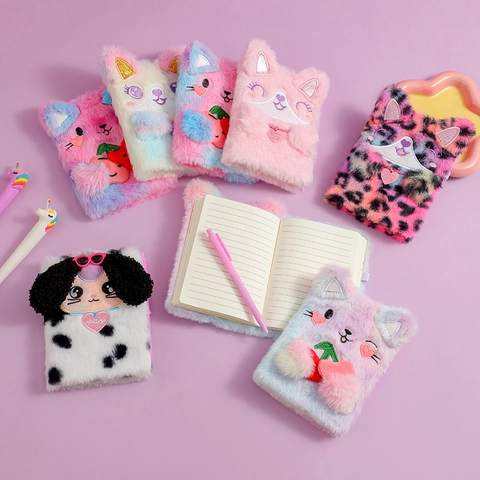 Quaderno Di Peluche Animali Cartoni Animati E Penna Gatto Cane Ricamo Diario Quaderno A Righe Cancelleria Regalo Per Bambini Scuola