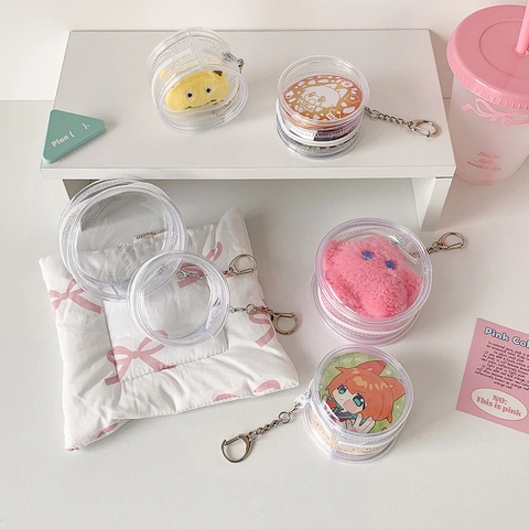 Clear Round PVC Storage Bag Pendant Keychain For Anime Badge Display Plush Toy Ita Bag Accessory Zippered