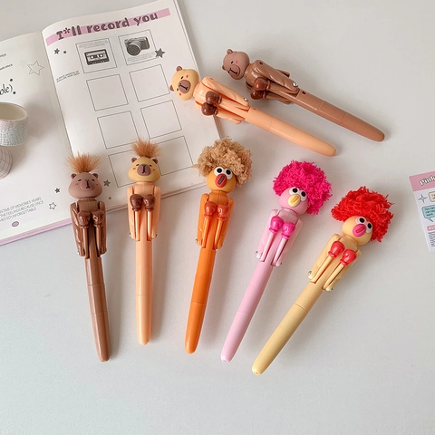 Funny Cartoon Boxing Ballpoint Pen Creative Capybara Stress Relief Writing Tool Plastic Plush Novelty Stationery For Student Gift