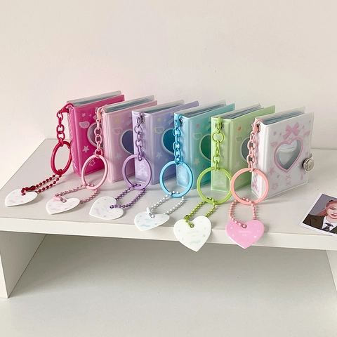 Mini Album Photo Porte-Clés Cœur Creux PVC Porte-Cartes Photo Étoile Classeur Livre de Rangement Papillon Pour Filles