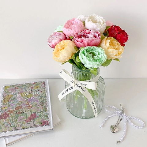 Penna A Sfera Fiore Di Peonia Simulazione Floreale Cancelleria Decorativa Plastica Tessuto Regalo Carino Per Scuola Ufficio