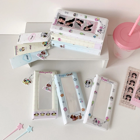 Cartoon Welpe Mini Fotoalbum PVC Sammelbuch Für Kleine Fotos Koreanischer INS Stil Süßer Tragbarer Speicher