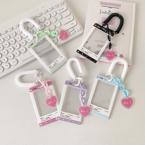 Social Media Stil Acryl Kartenhalter Mit Herzanhänger Und Feder Lanyard Fotokarten Schutzhülle Für Ausweise INS Stil