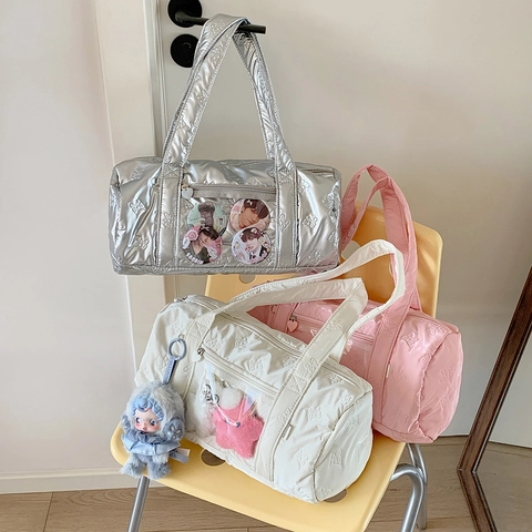 Schmetterling Gesteppte Ita Bag Schulter Boston Tasche Mit Transparentem Fenster Herz Reißverschluss Für Mädchen Kawaii Y2K