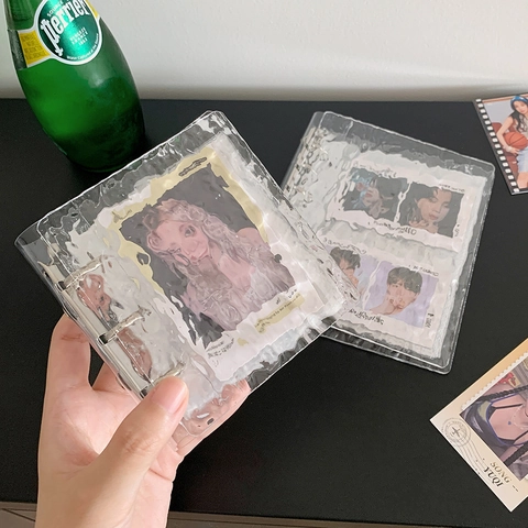Clear Water Ripple Texture Loose-leaf Binder Photo Album Transparent PVC Acrylic Photocard Collector Notebook A5 A7 A8 Shell Storage Book