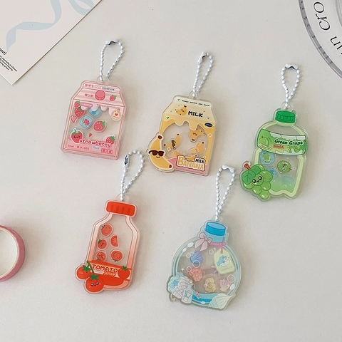 Simpatico Portachiavi Shaker in Acrilico a Forma di Bottiglia di Bevanda Ciondolo per Borsa per Studenti Donna Regalo