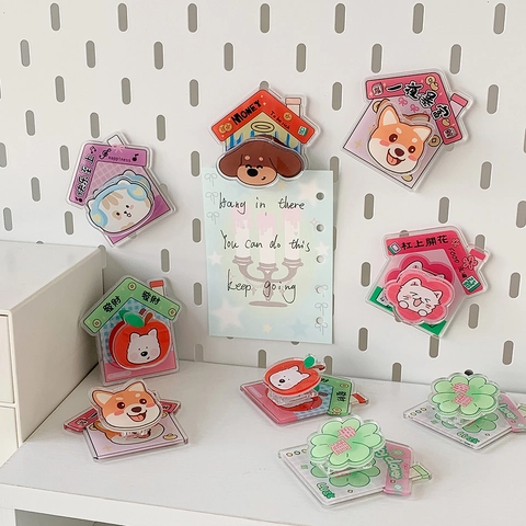 Simpatico Magnete Per Frigorifero In Acrilico Con Animali Clip Per Messaggi Supporto Per Appunti Decorativo Trasparente