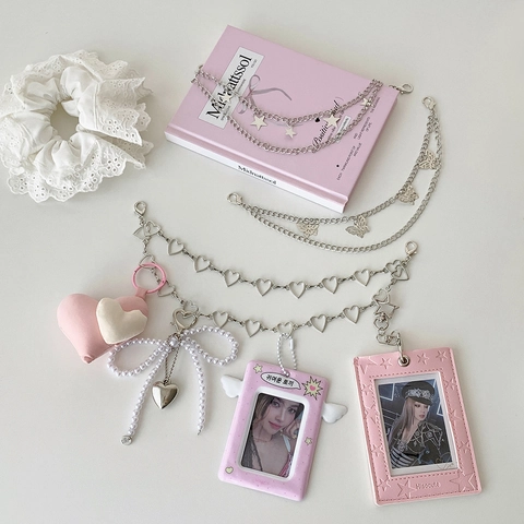 Dekorative Taschenkette Silber Metall Herz Schmetterling Stern Anhänger Lagen-Design Für Ita Bag DIY Zubehör Koreanischer Stil