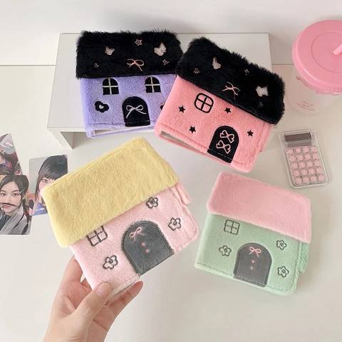 Plush House Shape Photocard Binder Cute Loose Leaf Photo Album For Card Collection School Daily Storage Organizer Women Teens