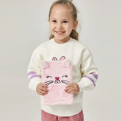 Plush Cat Notebook Cute Faux Fur Journal Diary With Embroidery And 3D Ears Student Stationery Gift For Girls Ruled Pages
