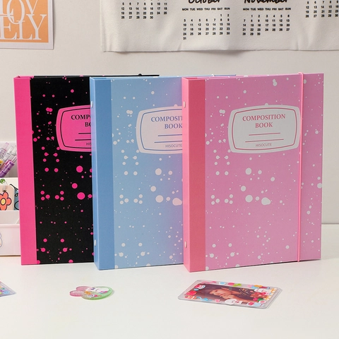 A5 Raccoglitore Carte Fotografiche Album Anelli Fogli Mobili Copertina Rigida Motivo Inchiostro Spruzzato Per Studenti Fan Kpop