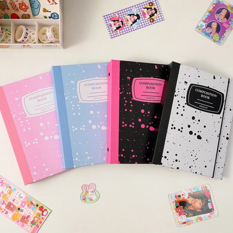 A5 Raccoglitore Carte Fotografiche Album Anelli Fogli Mobili Copertina Rigida Motivo Inchiostro Spruzzato Per Studenti Fan Kpop