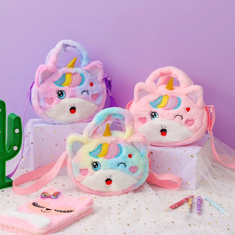 Borsa A Tracolla Unicorno In Peluche Simpatica Borsa A Mano Animali Cartoni Animati Arcobaleno Per Bambine Regalo