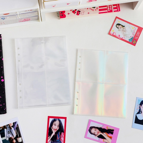 Holografische Laser A5 Loseblatt Fotoalbum Nachfüllseiten Transparente PP Bindertaschen Für Fotokarten Postkarten Sammeln