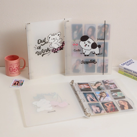 Carpeta A4 Libro de Colección de Tarjetas Fotográficas Cubierta de PP Esmerilado Álbum de Fotos Dibujos Animados para Tarjetas Idol