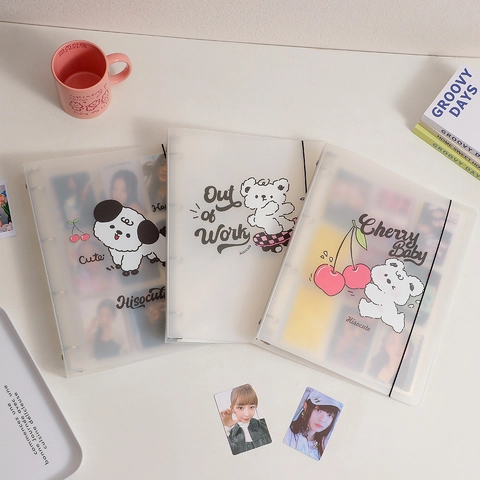 A4 Fotokaarten Binder Album Mat PP Doorschijnend Verzamelmap Kawaii Cartoon Beer Hond Opslag Voor Fotokaarten