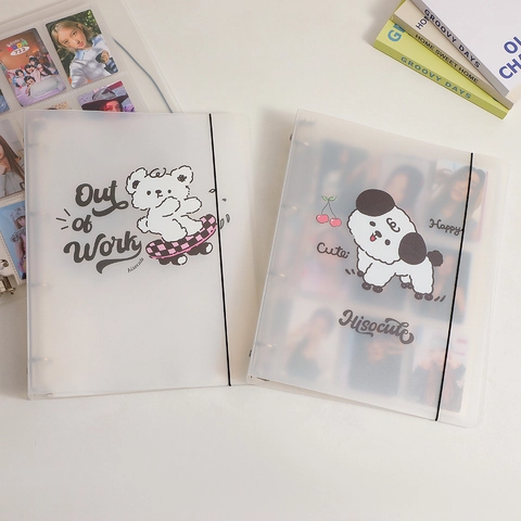 A4 Fotokaarten Binder Album Mat PP Doorschijnend Verzamelmap Kawaii Cartoon Beer Hond Opslag Voor Fotokaarten