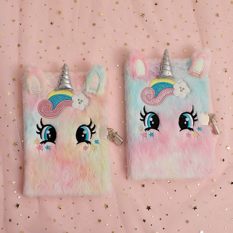 Diario Di Peluche Unicorno Con Serratura E Chiavi Copertina In Pelliccia Sintetica Cancelleria Carina Regalo Per Ragazze