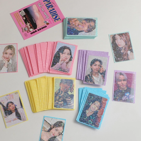 Holografische Laser Herz Stern Kartenhüllen Klare PP Fotokarten Schutzhüllen Für K-pop Album Kollektion Idol Foto Taschen