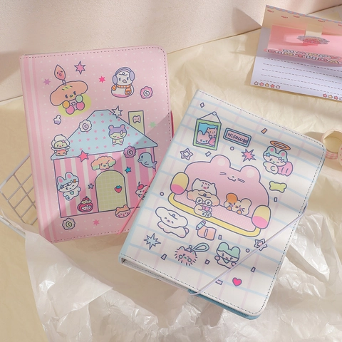 Korean Style Cartoon PU Leather A5 Loose Leaf Binder Photo Album Notebook Refillable Journal For Cards Storage Stationery