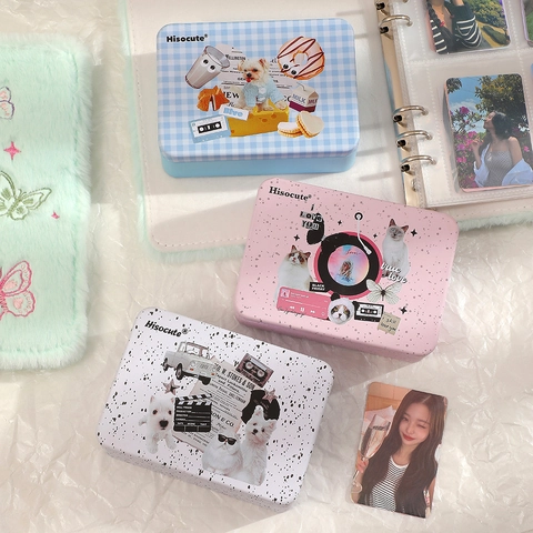 Cute Checkered Tinplate Desktop Storage Box Metal Tin Case With Flip Lid For Photo Cards Stickers Stationery Organizer Ins Style