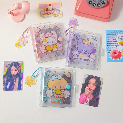 Mini Fotoalbum Fotokarten Sammelbuch Binder Transparent PVC Cartoon Bär Für Polaroid Fotos Tragbar Süß