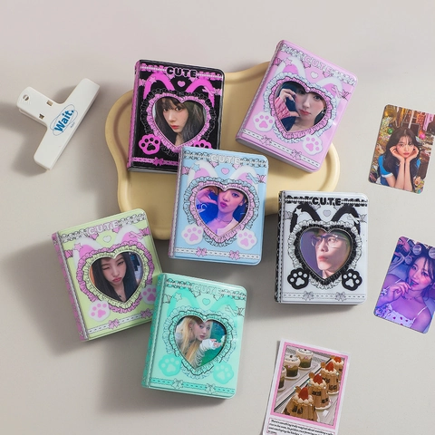 Mini Fotoalbum Fotokartenhalter PVC Herz Hohl INS Koreanischer Stil Idol Karte Sammelbuch Kawaii Schreibwaren