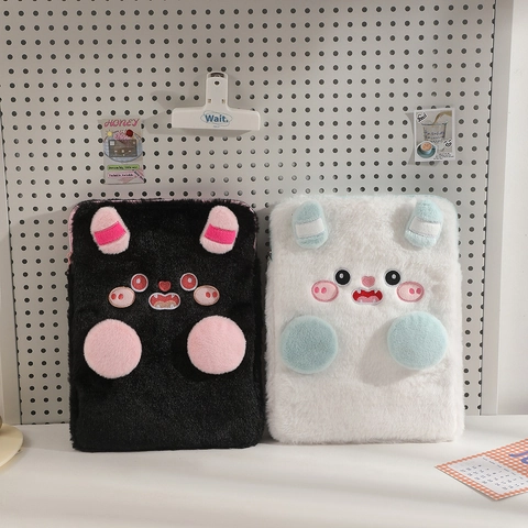Custodia Per Tablet In Peluche Mostro Carino Cartone Animato Borsa Protettiva In Finta Pelliccia Per Ragazze